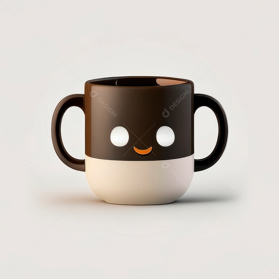 Caneca mascote café minimalista.