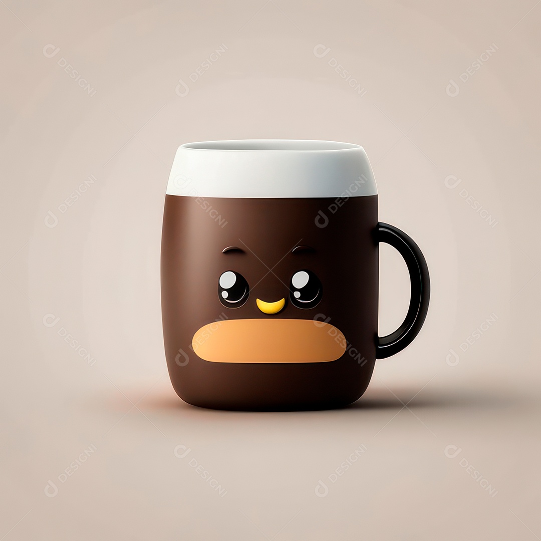 Caneca mascote café minimalista.