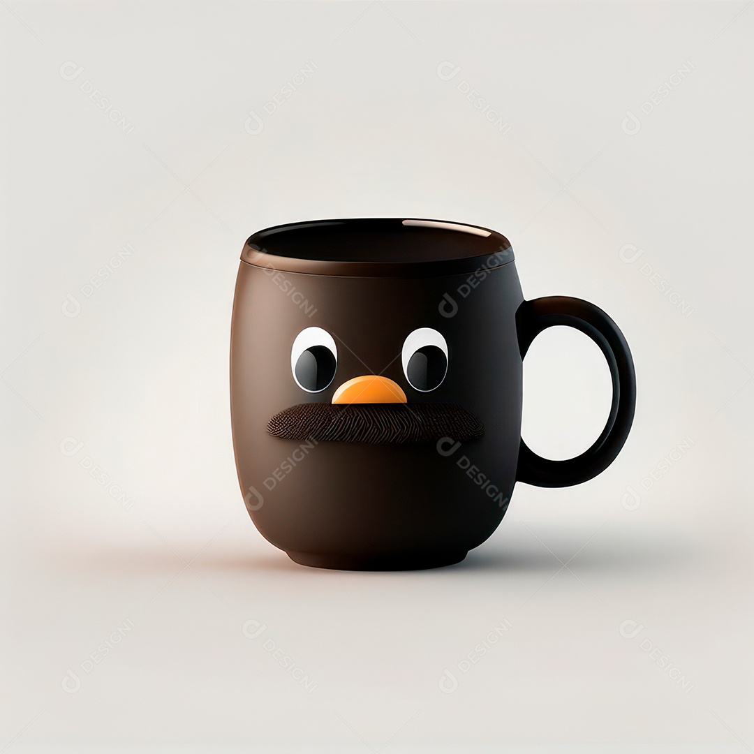Caneca mascote café minimalista.