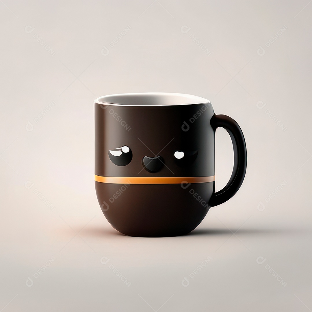 Caneca mascote café minimalista.