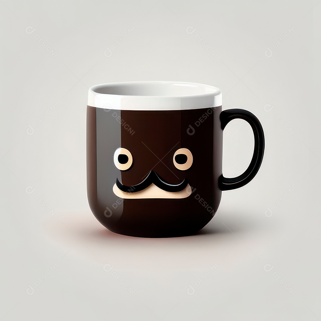 Caneca mascote café minimalista.