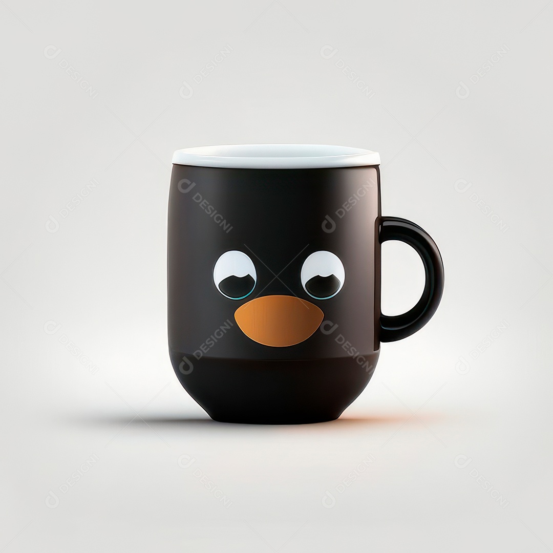 Caneca mascote café minimalista.