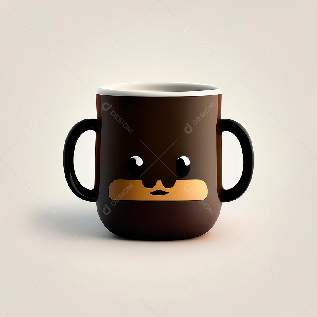 Caneca mascote café minimalista.