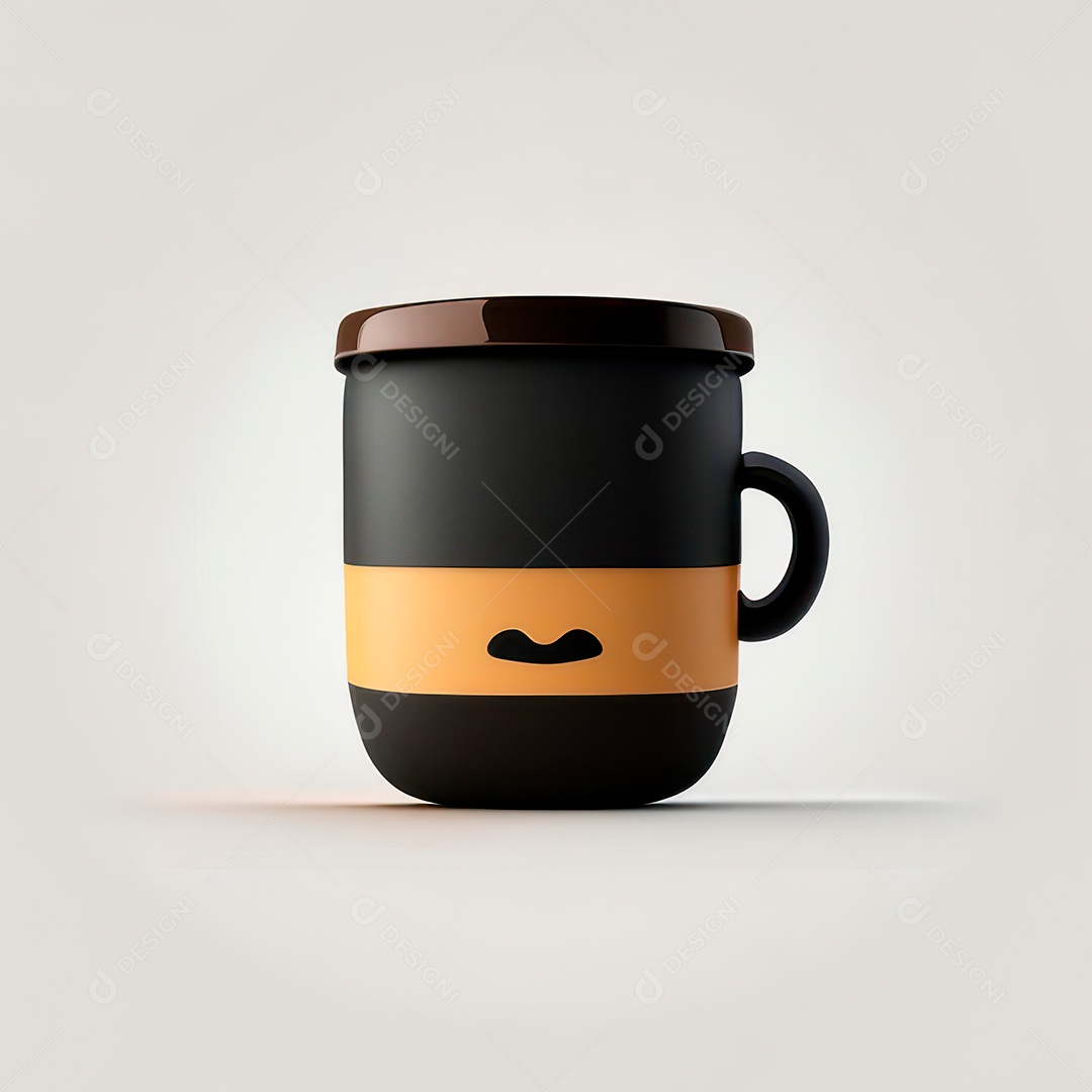 Caneca mascote café minimalista.