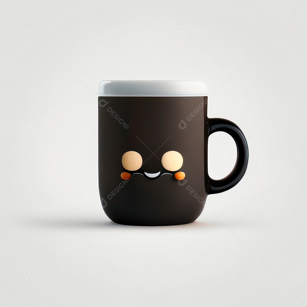 Caneca mascote café minimalista.