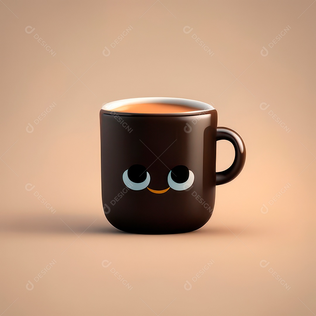 Caneca mascote café minimalista.