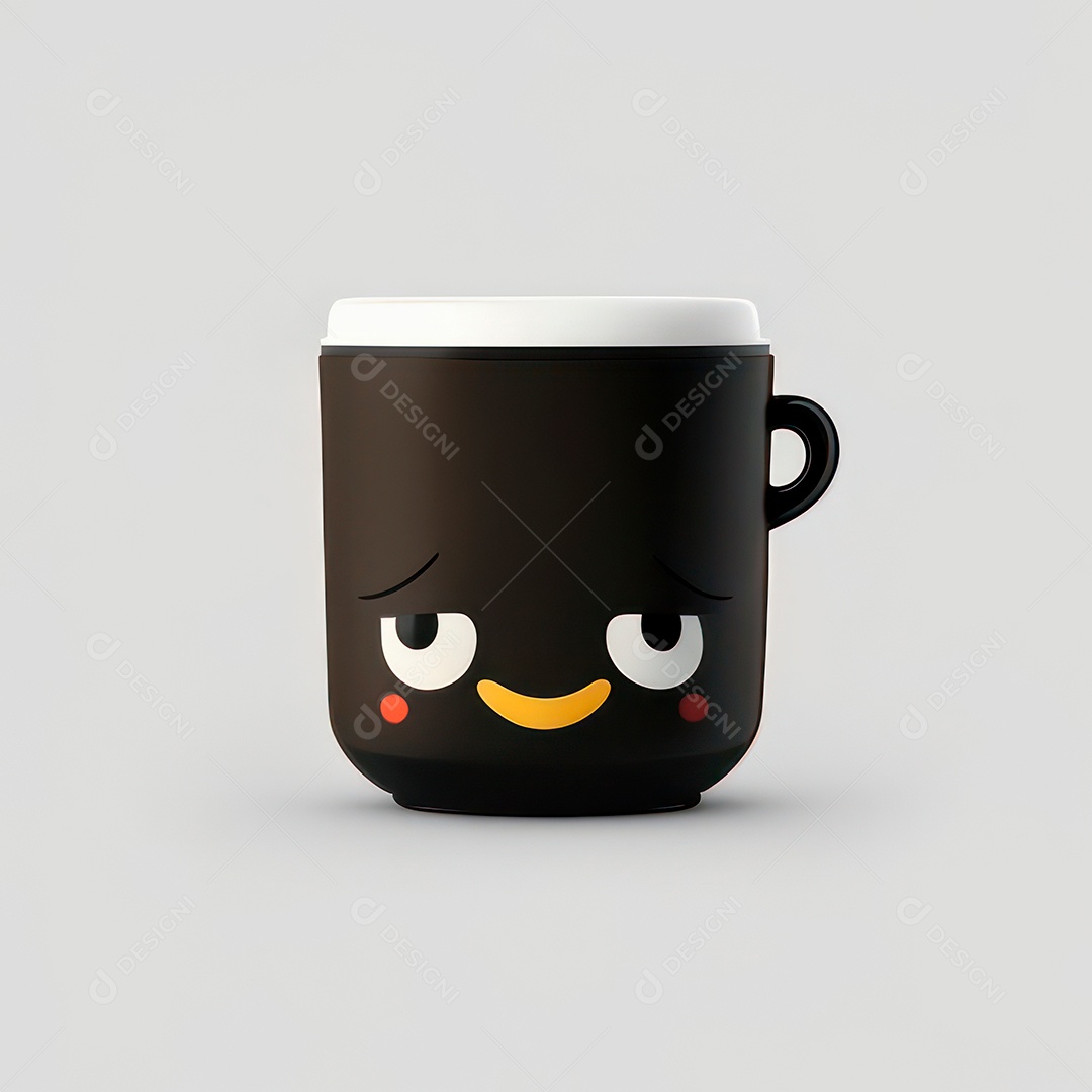 Caneca mascote café minimalista.