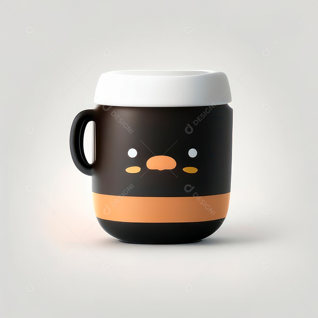 Caneca mascote café minimalista.