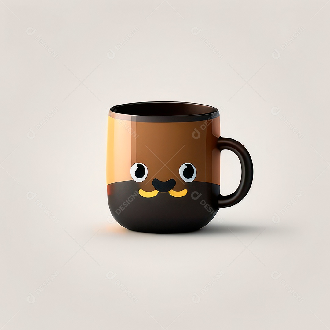 Caneca mascote café minimalista.