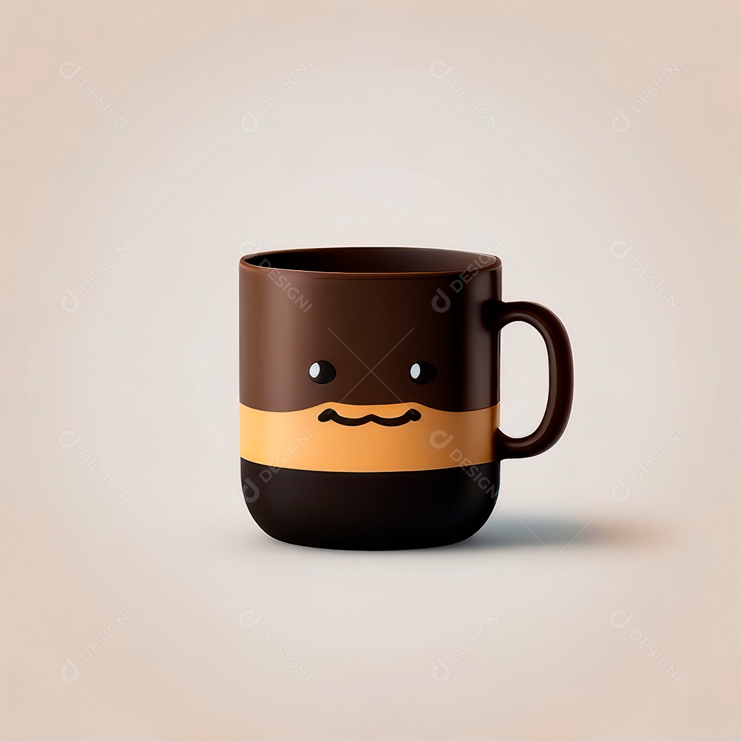 Caneca mascote café minimalista.