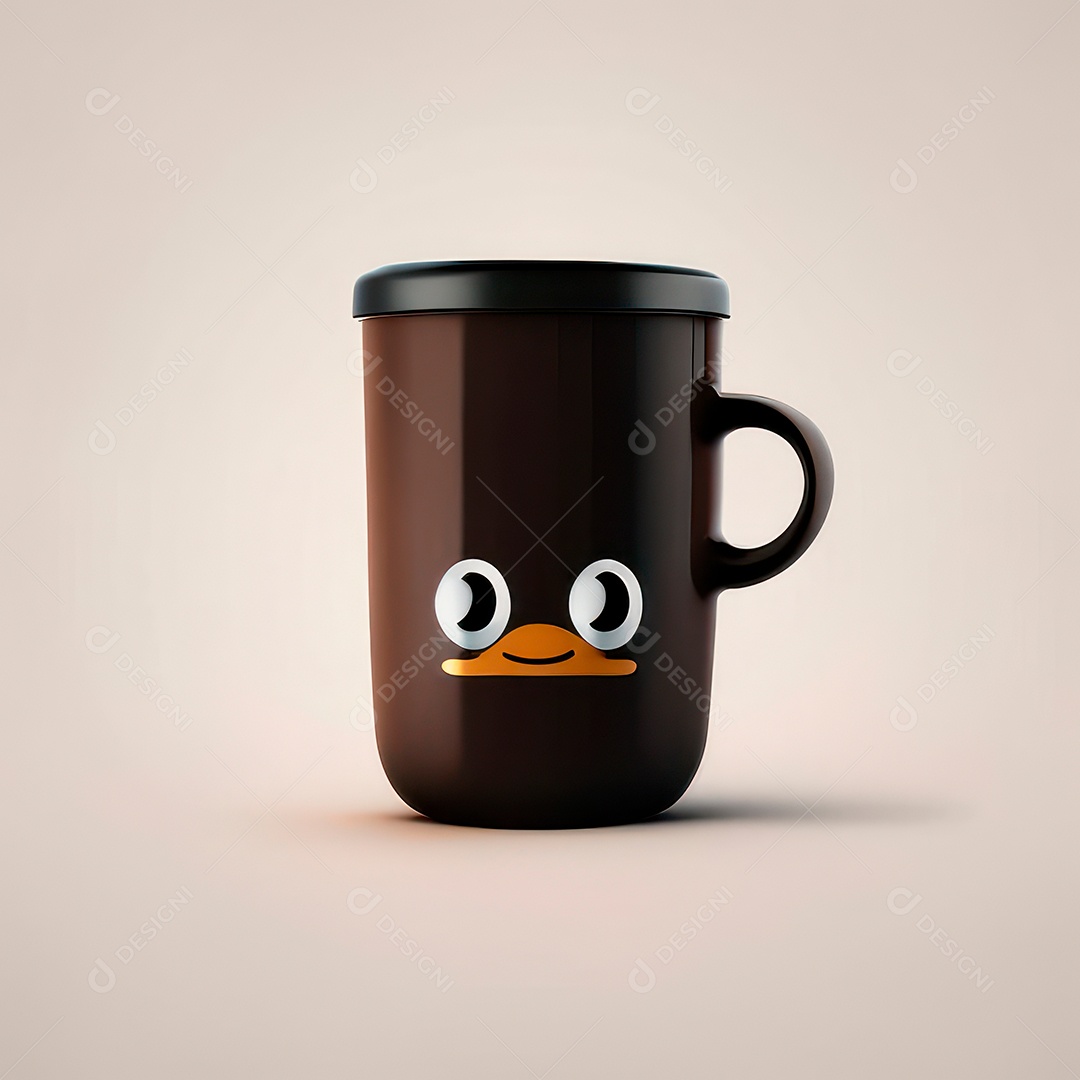 Caneca mascote café minimalista.