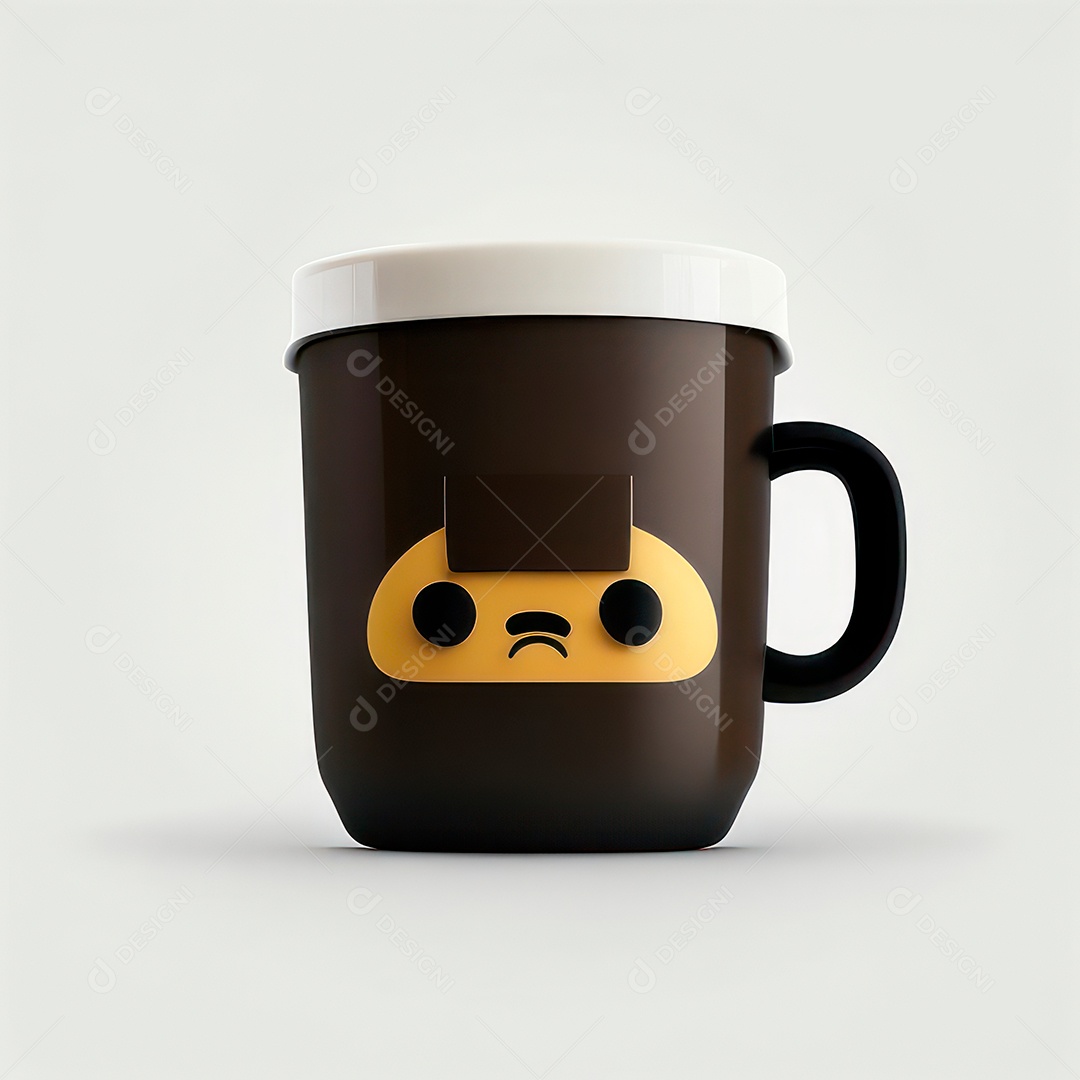 Caneca mascote café minimalista.