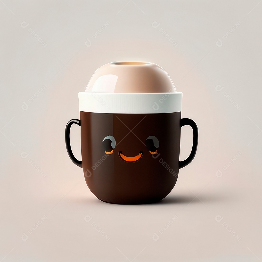 Caneca mascote café minimalista.