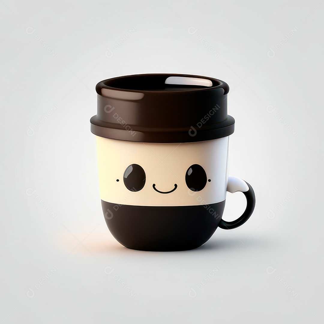 Caneca mascote café minimalista.