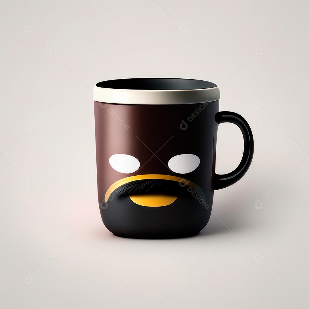 Caneca mascote café minimalista.