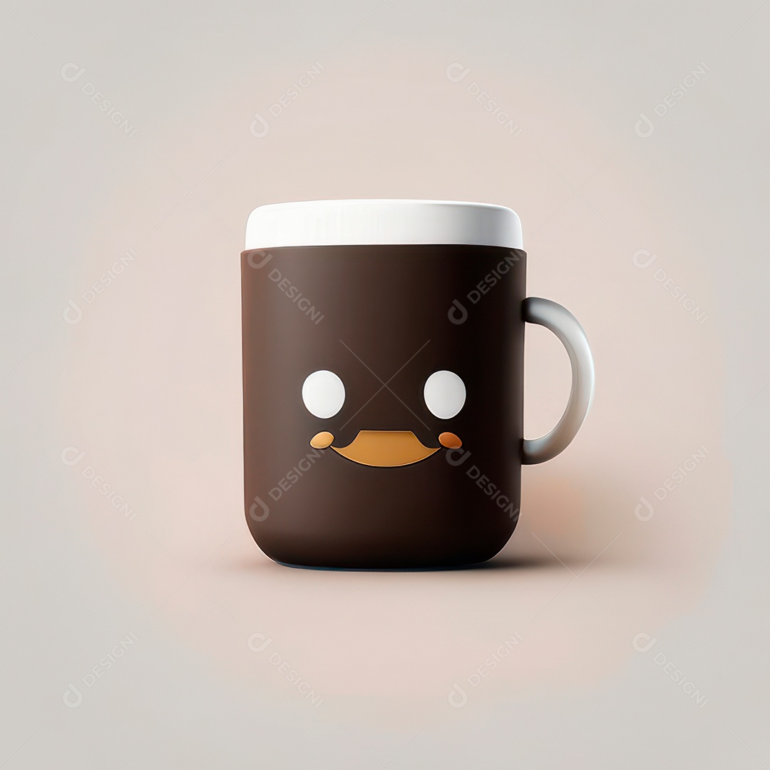 Caneca mascote café minimalista.