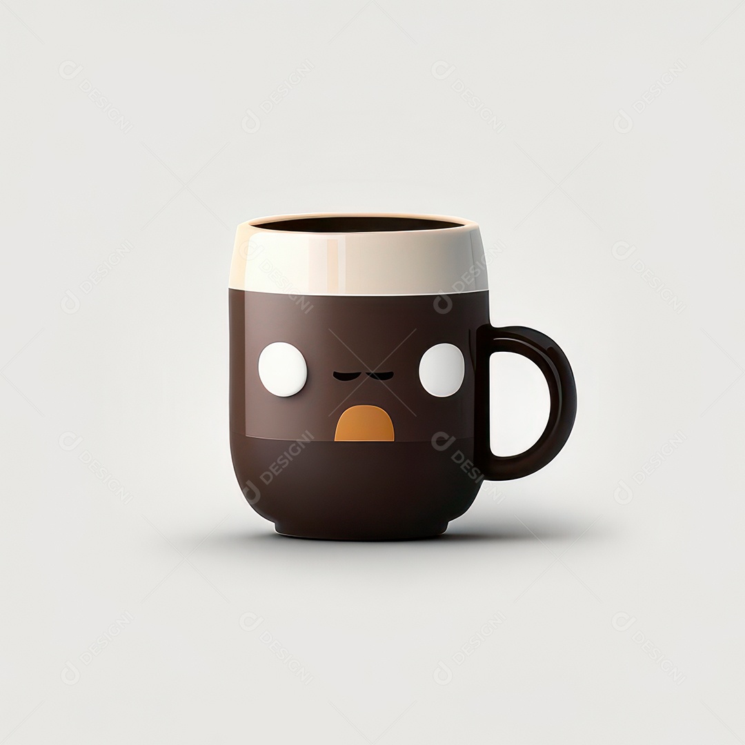 Caneca mascote café minimalista.