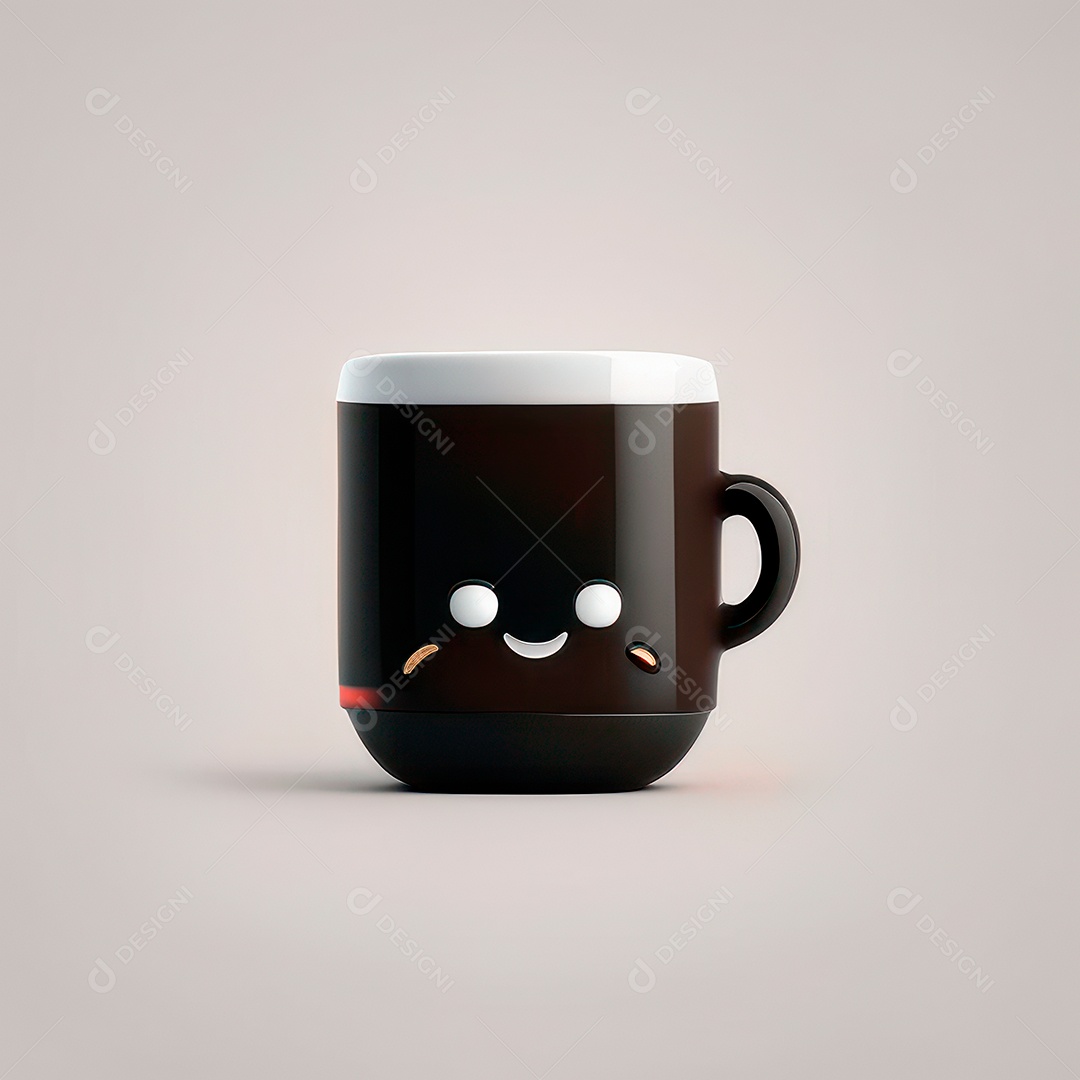 Caneca mascote café minimalista.