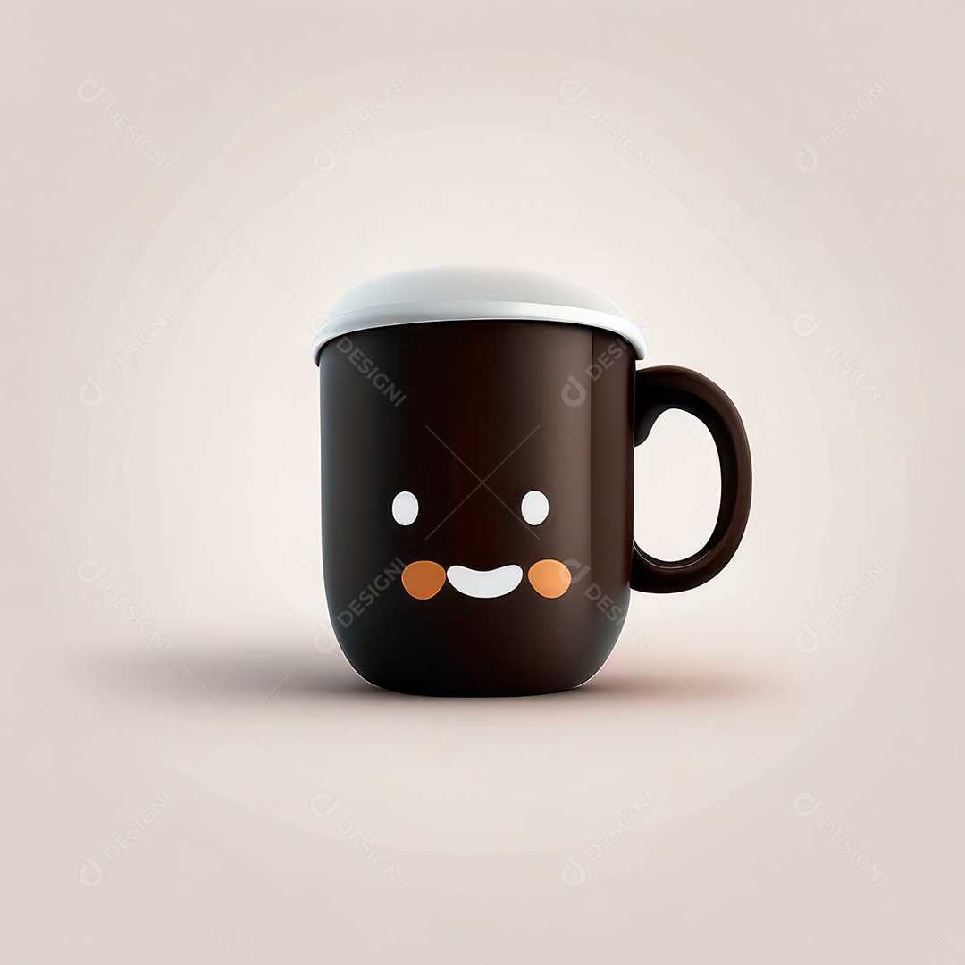 Caneca mascote café minimalista.