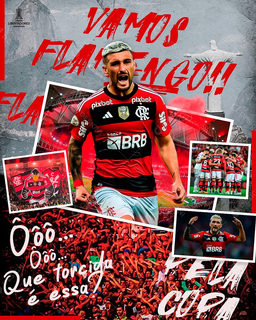 Social Media Vamos Flamengo Futebol PSD Editável