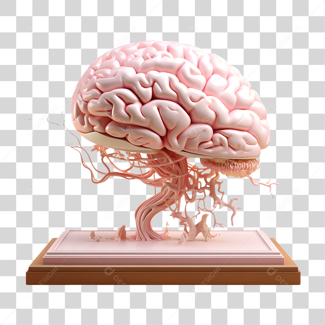 Elemento 3D Cérebro para Composição PNG Transparente