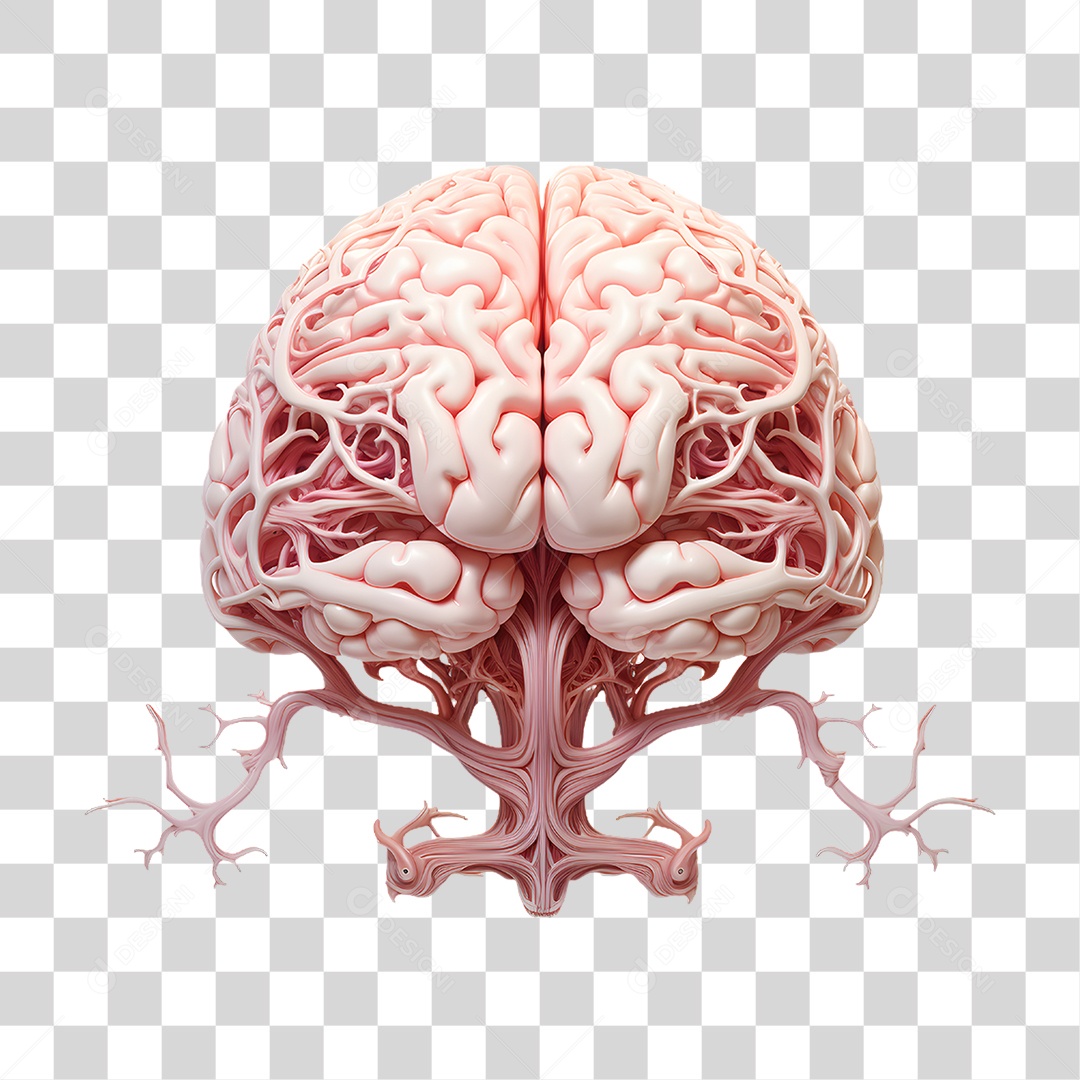 Elemento 3D Cérebro para Composição PNG Transparente