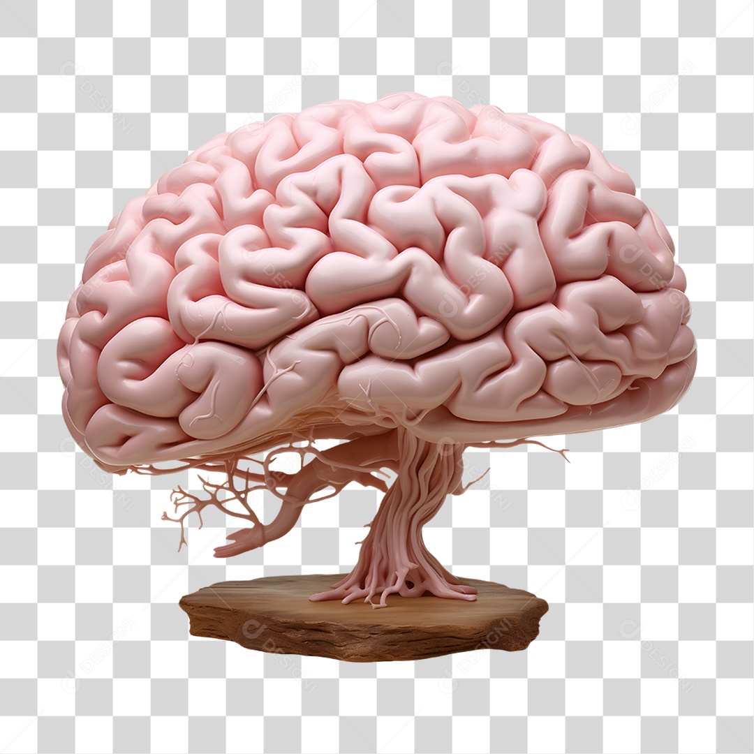 Elemento 3D Cérebro para Composição PNG Transparente