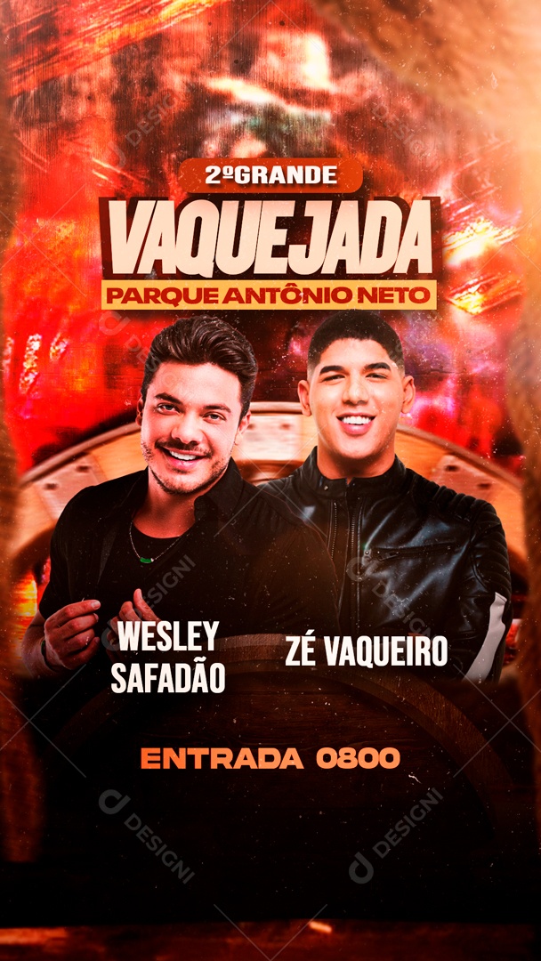 Social Media Flyer Story Vaquejada Wesley Safadão Zé Vaqueiro PSD Editável