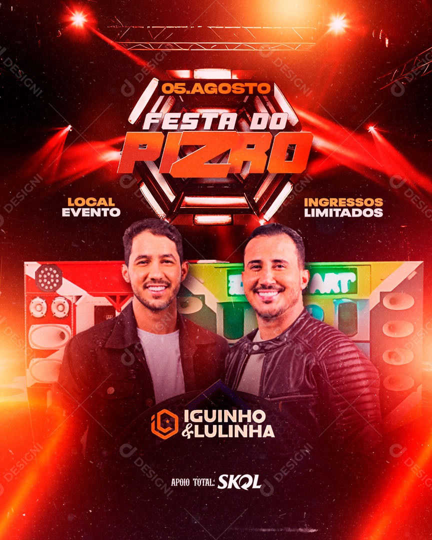 Flyer Feed Festa Do Pizro Iguinho e Lulinha Social Media PSD Editável