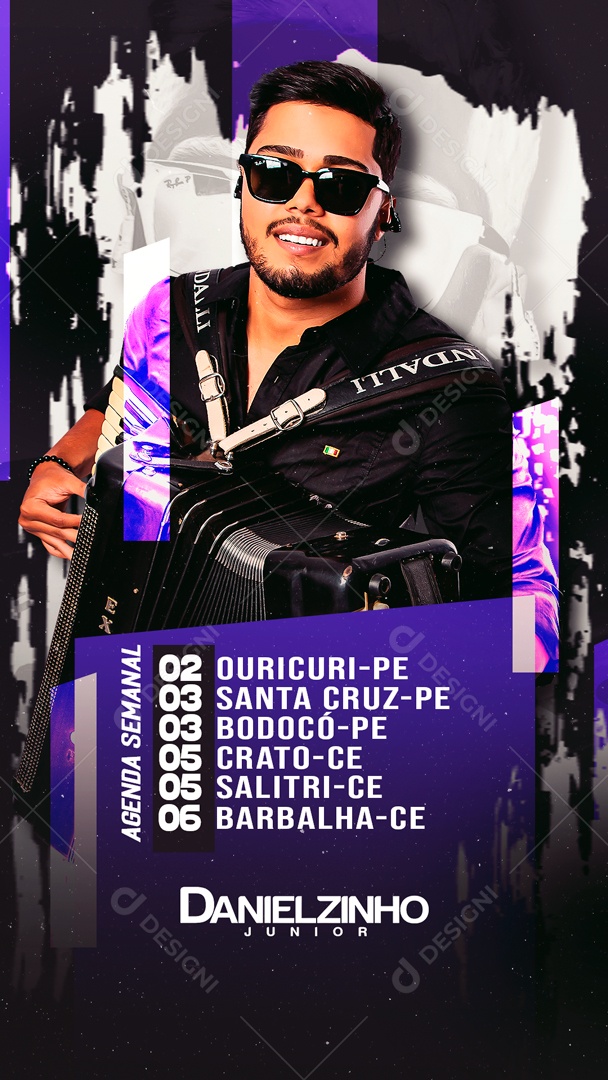 Social Media Flyer Story Agenda Semanal Danielzinho Junior PSD Editável