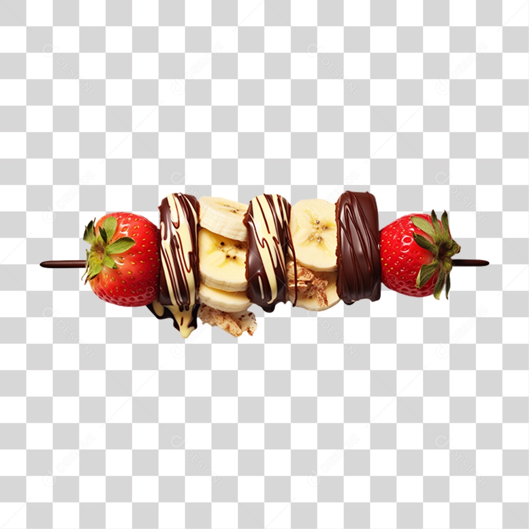Espetinho de Chocolate com Frutas PNG Transparente