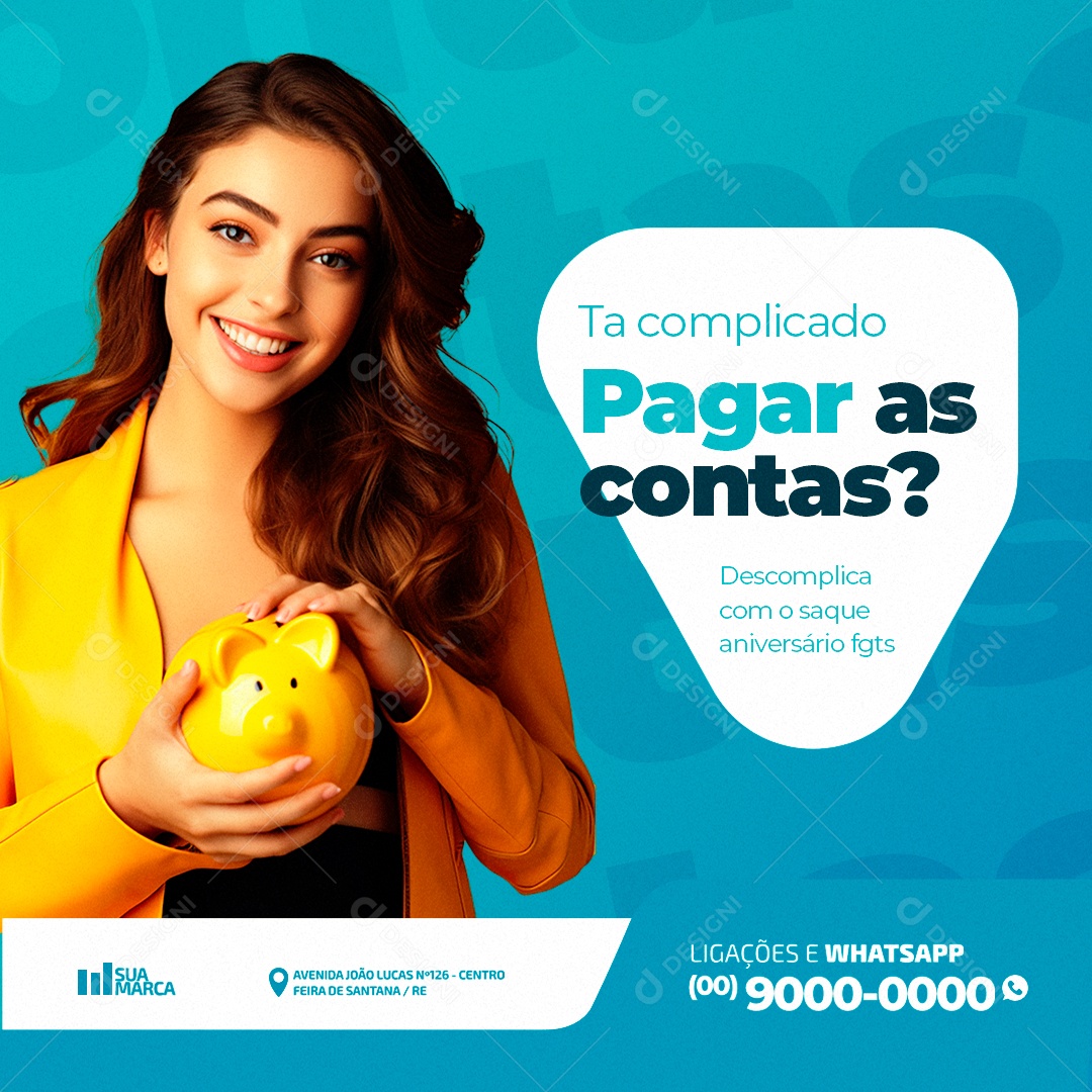 FGTS Ta Complicado Pagar as Contas Social Media PSD Editável