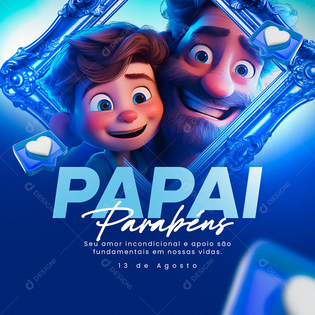 Dia dos Pais Parabéns Papai Social Media PSD Editável
