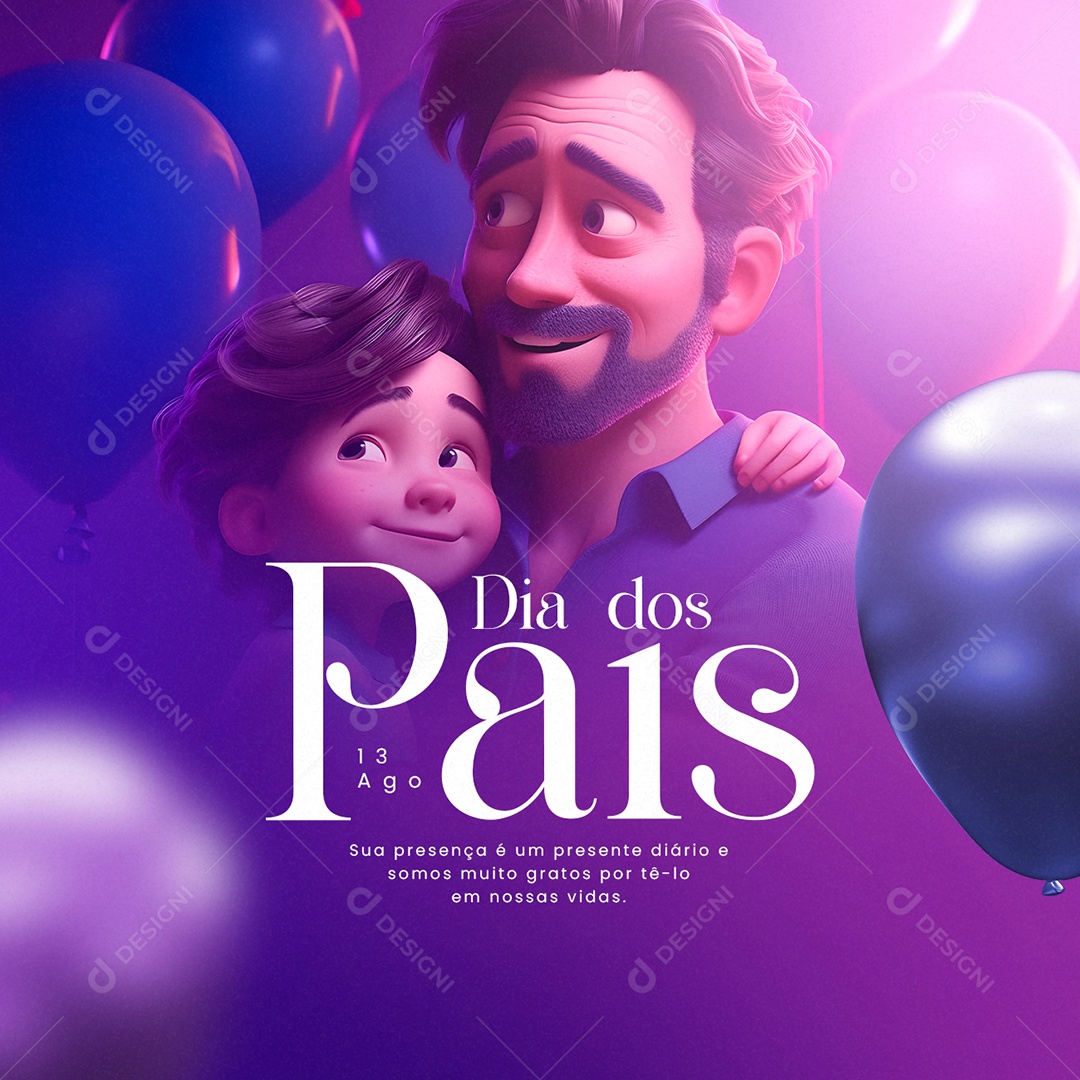 Dia dos Pais 13 de Agosto Social Media PSD Editável