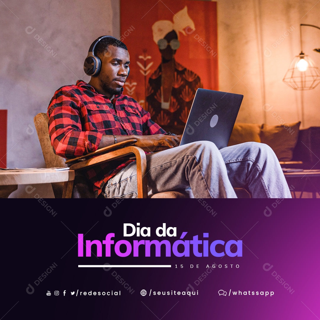 Social Media 15 de Agosto Dia Da Informática PSD Editável