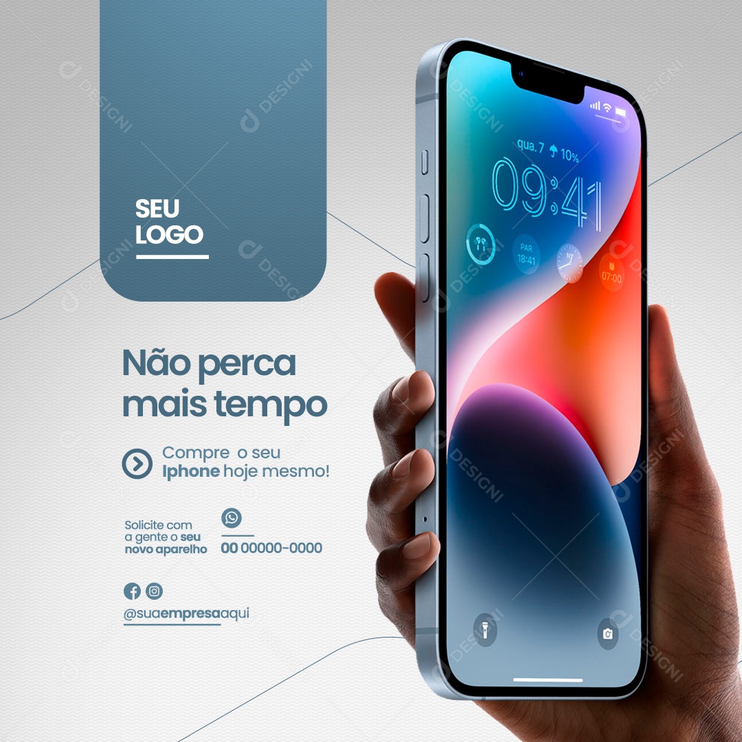 Assistência Técnica Especializada em Iphones Não perca Tempo Social Media PSD Editável