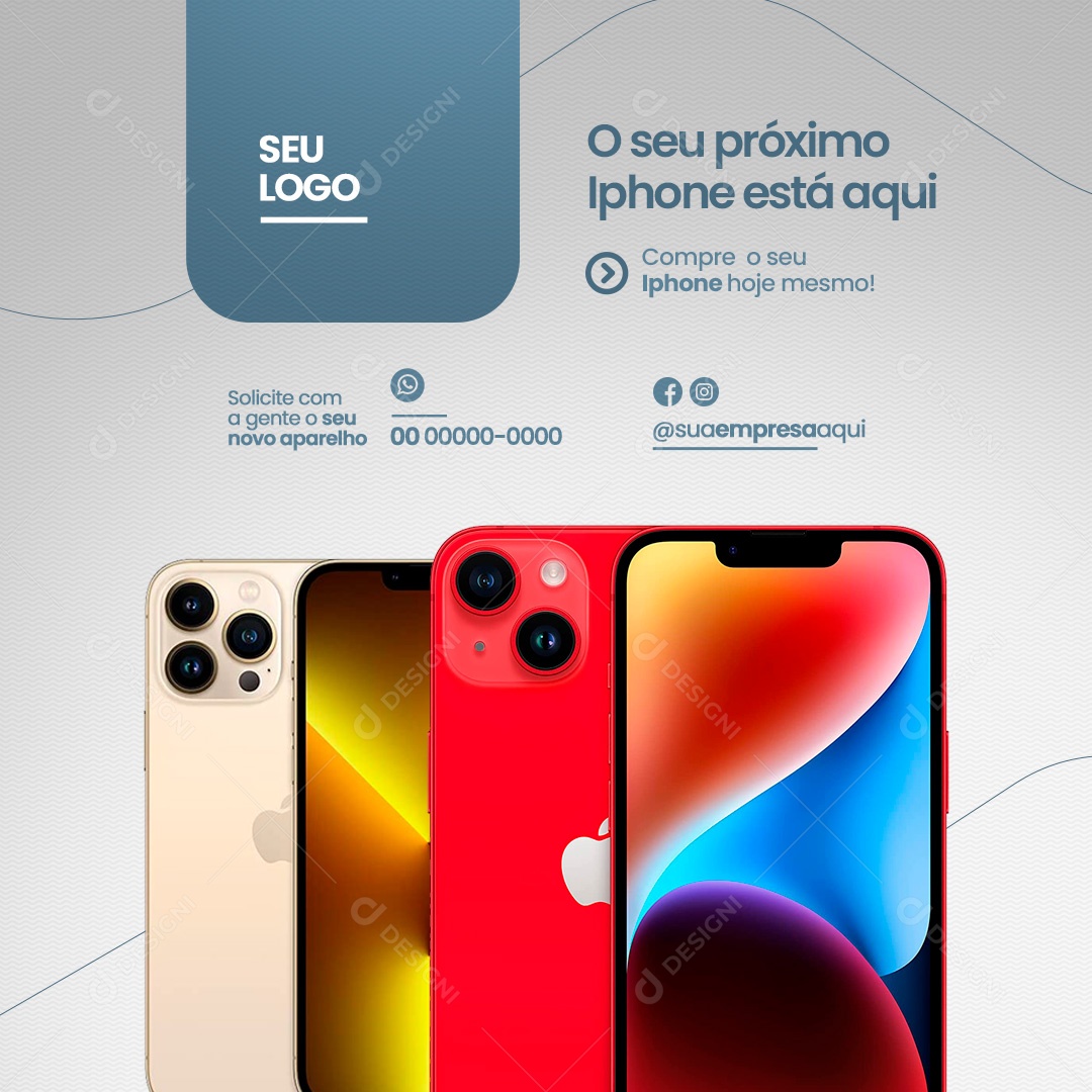 Assistência Técnica Especializada em Iphones O Seu Próximo Iphone Está Aqui Social Media PSD Editável