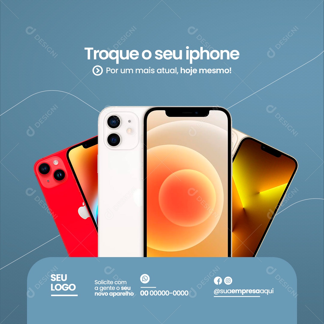 Assistência Técnica Especializada em Iphones Troque o Seu Iphone Social Media PSD Editável