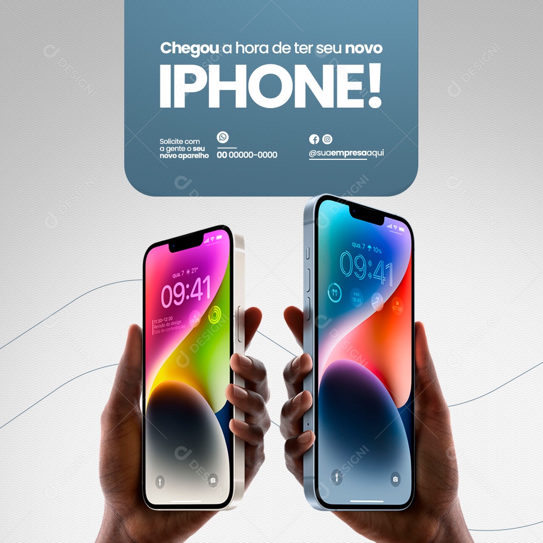 Assistência Técnica Especializada em Iphones Chegou a Hora de Ter Seu Novo Iphone Social Media PSD Editável