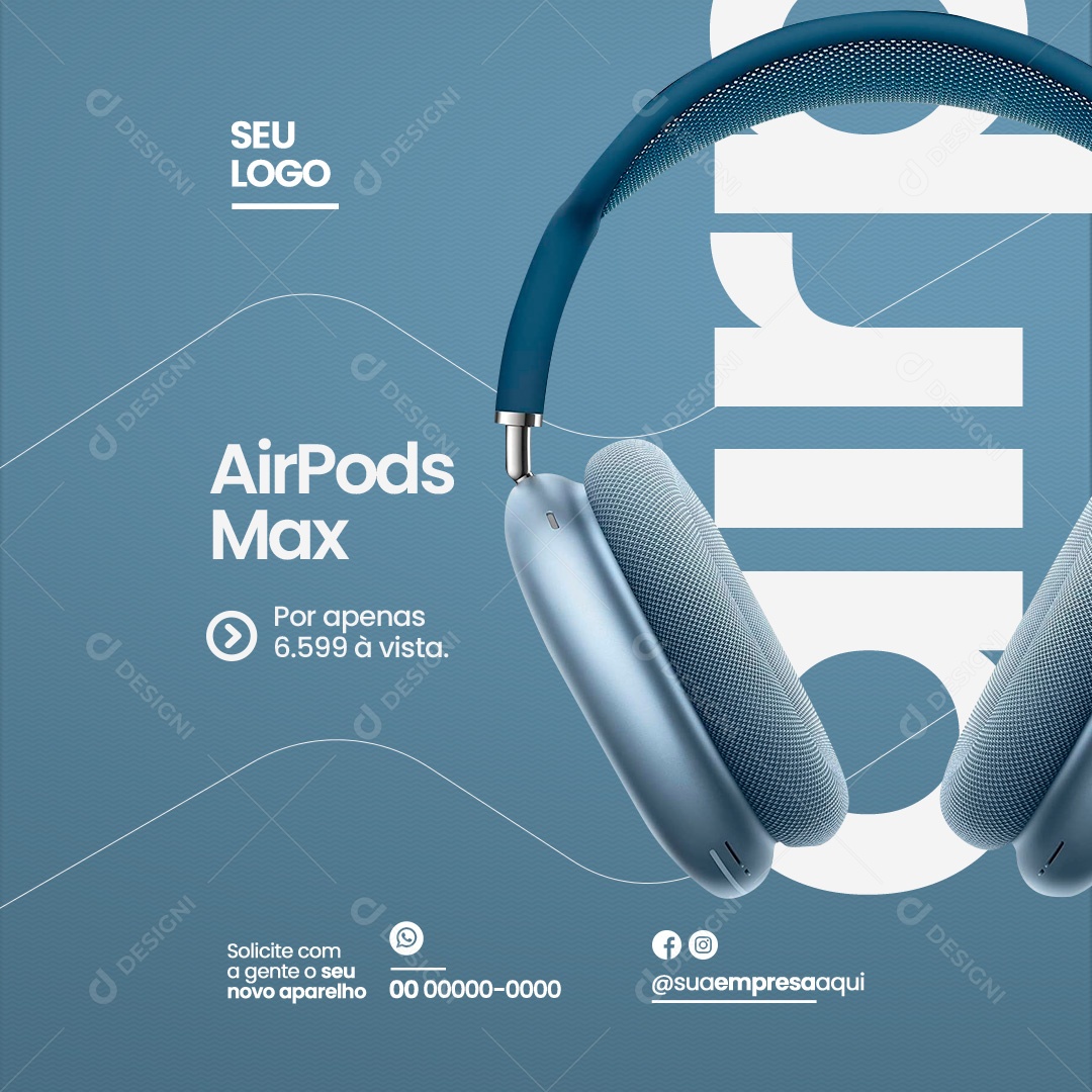 Assistência Técnica Especializada em Iphones Air Pods Max Social Media PSD Editável