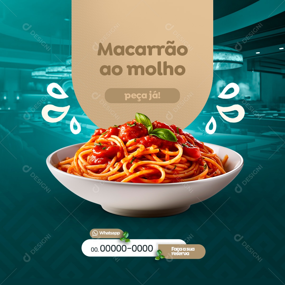 Restaurante Macarrão ao Molho Social Media PSD Editável