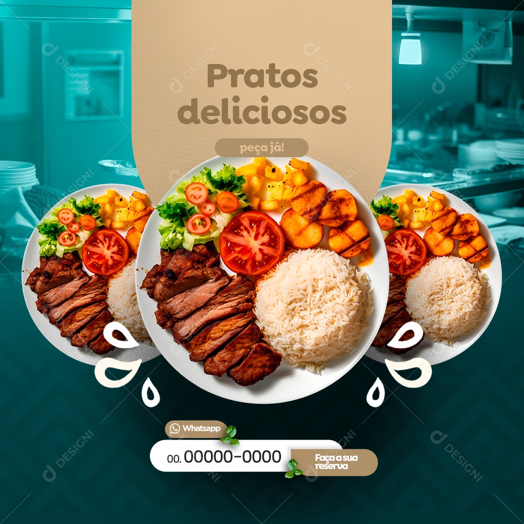 Restaurante Pratos Deliciosos Social Media PSD Editável