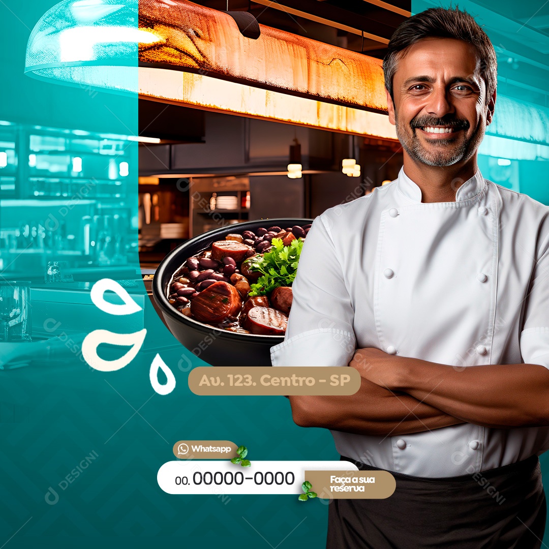 Restaurante Prato de Feijoada Social Media PSD Editável