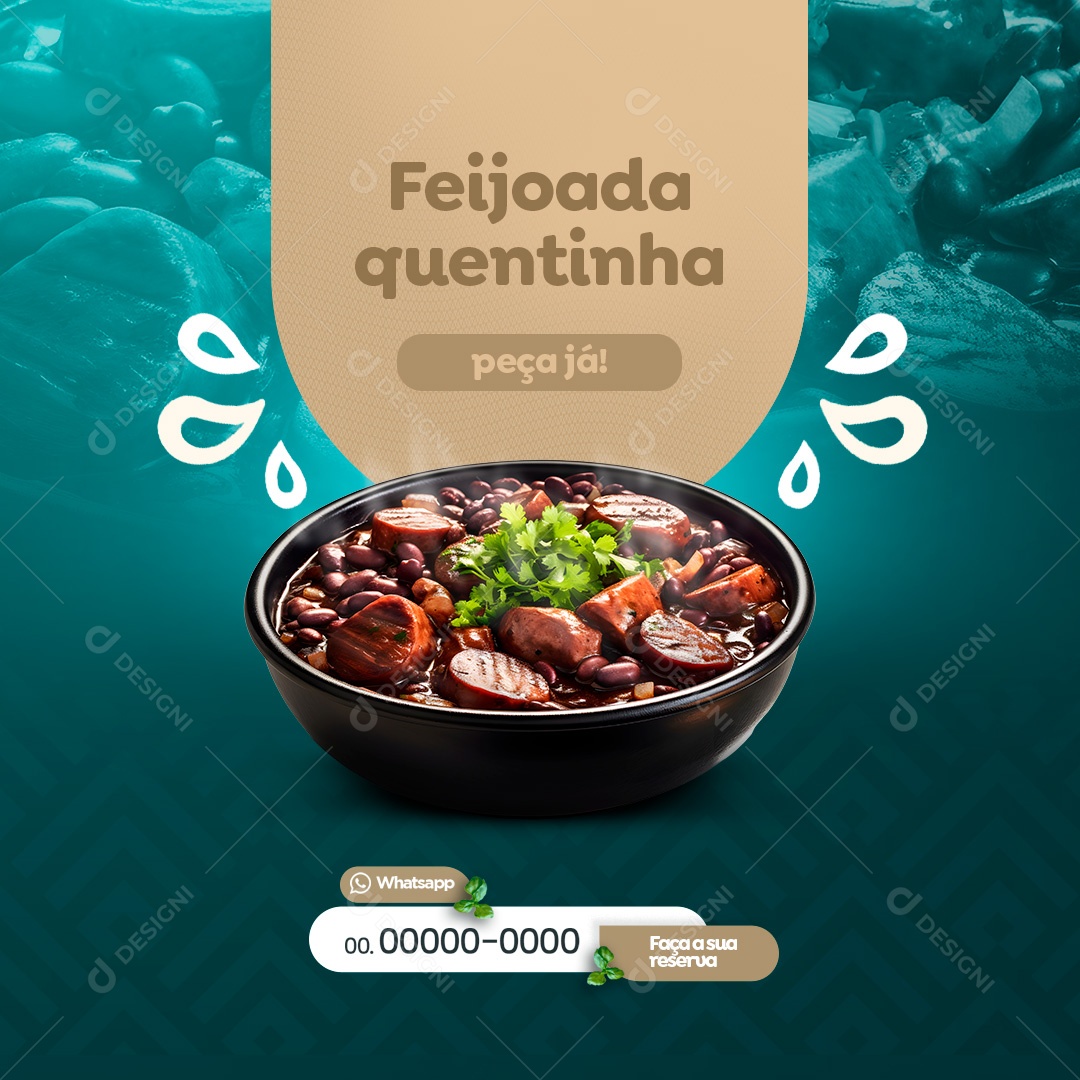 Restaurante Feijoada Quentinha Peça Já Social Media PSD Editável