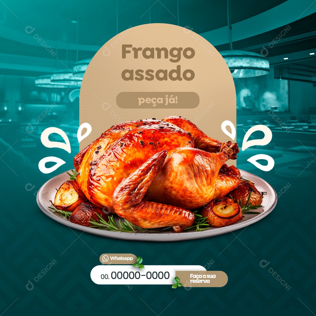 Restaurante Frango Assado Peça Já Delivery Social Media PSD Editável