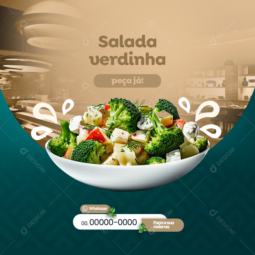 Restaurante Salada Verdinha Pela Já Social Media PSD Editável