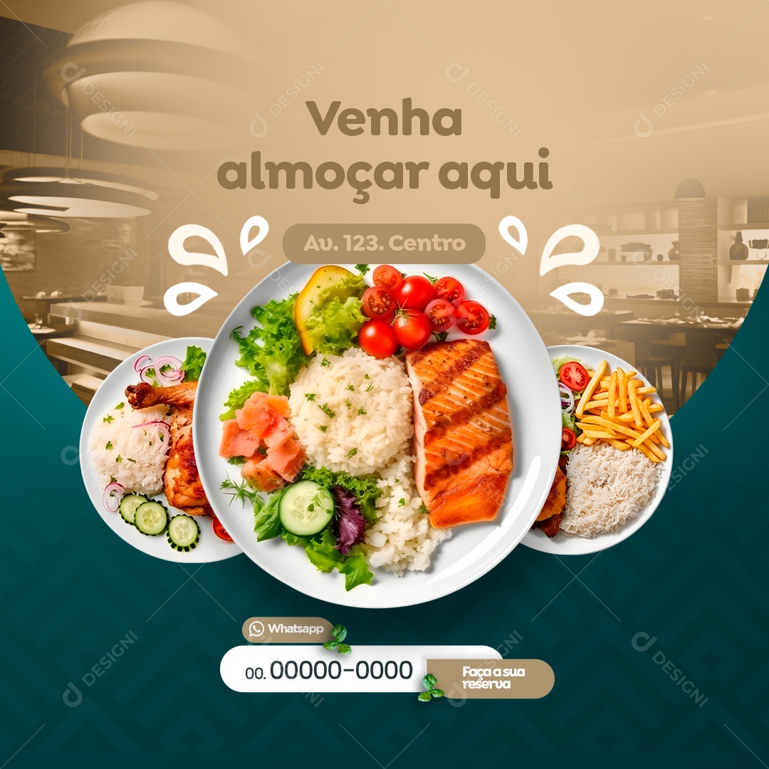 Restaurante Venha Almoçar Aqui Delivery Social Media PSD Editável