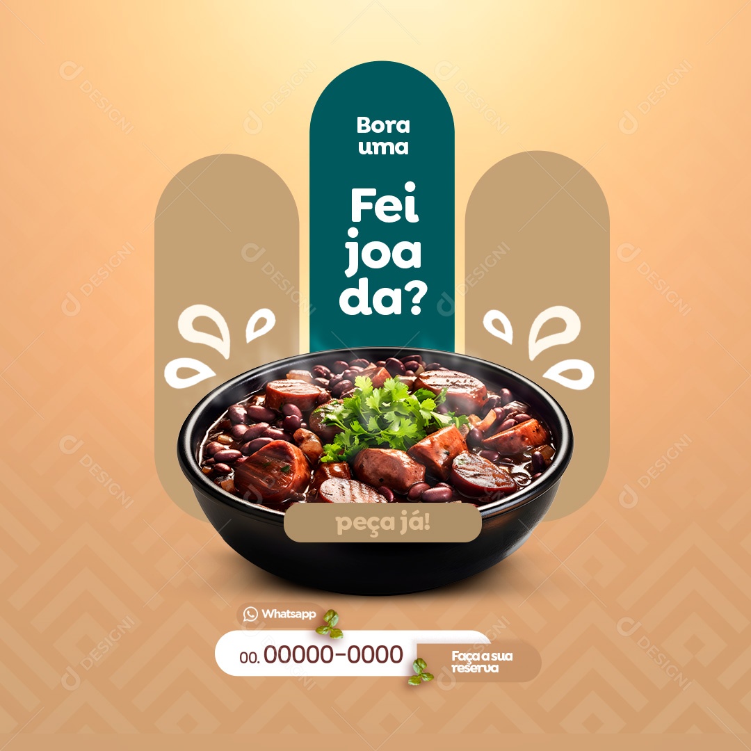 Restaurante Bora Uma Feijoada Peça Já Delivery Social Media PSD Editável