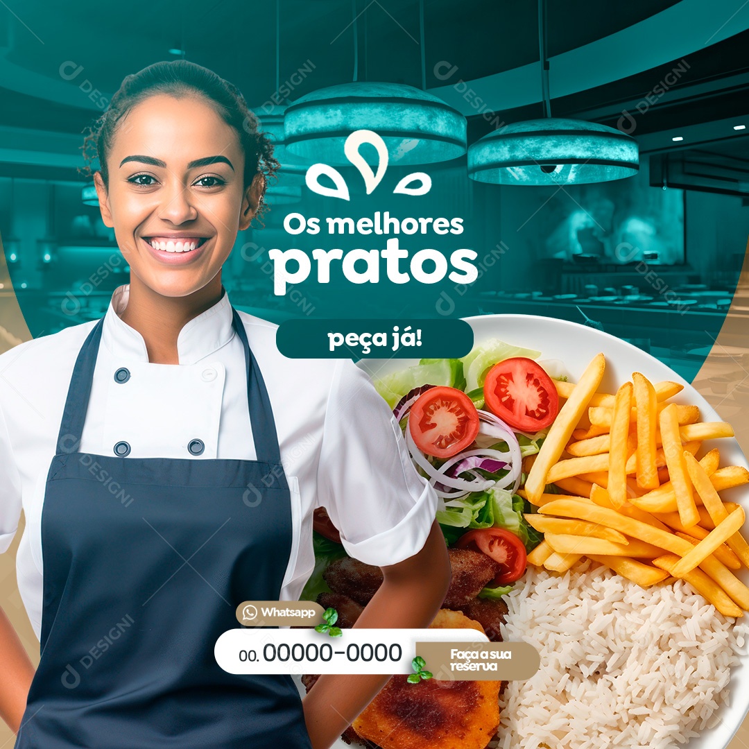 Restaurante Os Melhores Pratos Peça Já Social Media PSD Editável