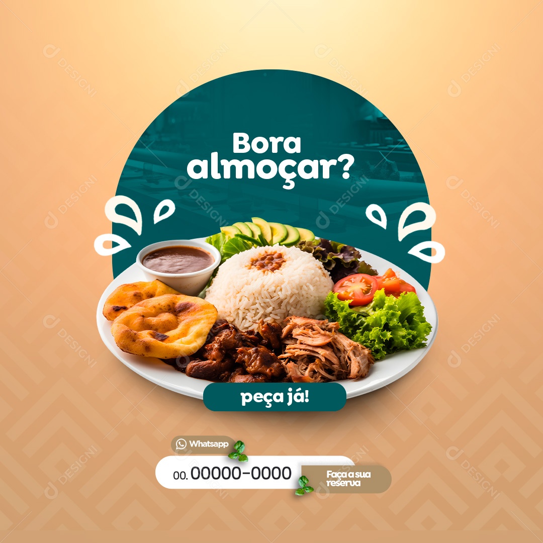 Restaurante Bora Almoçar Peça Já Social Media PSD Editável